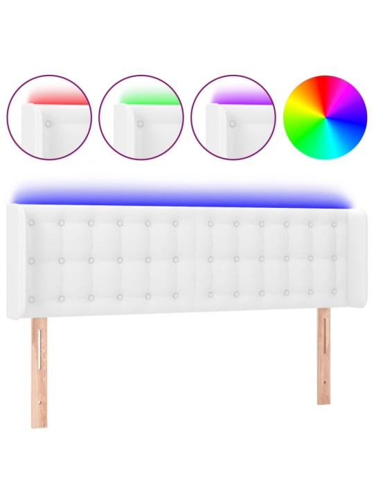 Galvūgalis su LED, baltos spalvos, 147x16x78/88cm, dirbtinė oda