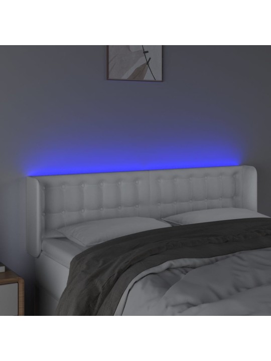 Galvūgalis su LED, baltos spalvos, 147x16x78/88cm, dirbtinė oda