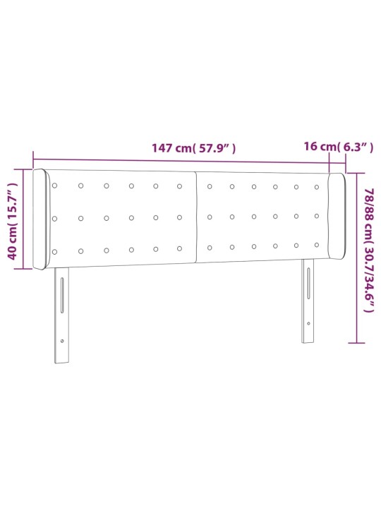 Galvūgalis su LED, baltos spalvos, 147x16x78/88cm, dirbtinė oda