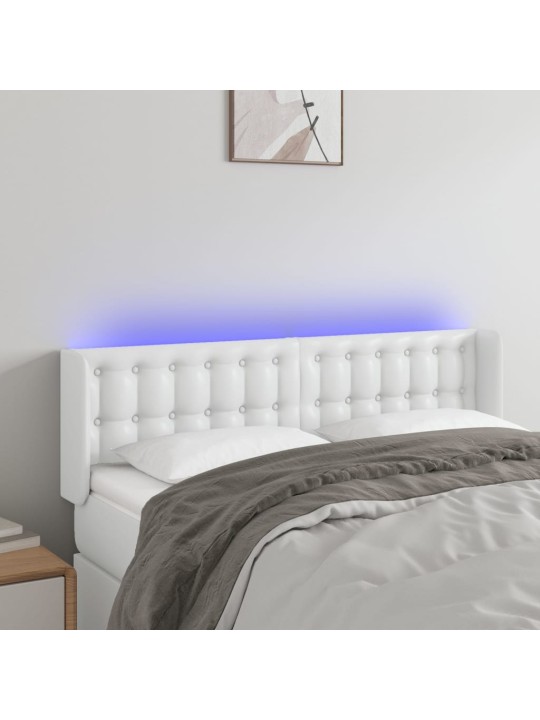 Galvūgalis su LED, baltos spalvos, 147x16x78/88cm, dirbtinė oda