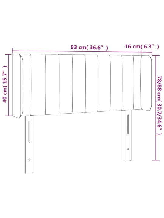 Galvūgalis su LED, taupe spalvos, 93x16x78/88cm, audinys