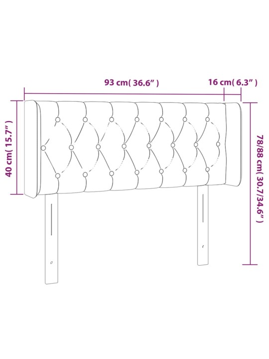 Galvūgalis su LED, žalios spalvos, 93x16x78/88cm, audinys