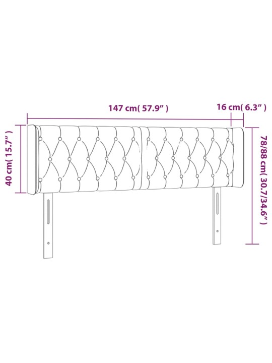 Galvūgalis su LED, žalios spalvos, 147x16x78/88cm, audinys