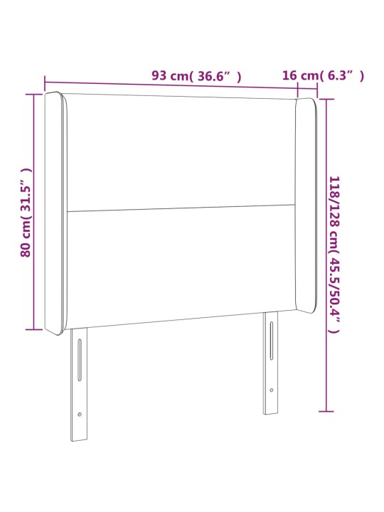 Galvūgalis su LED, baltos spalvos, 93x16x118/128 cm