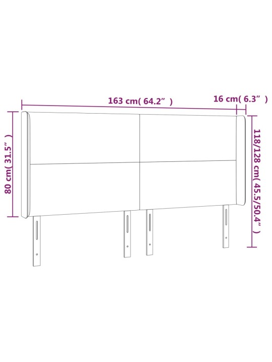 Galvūgalis su LED, baltos spalvos, 163x16x118/128 cm