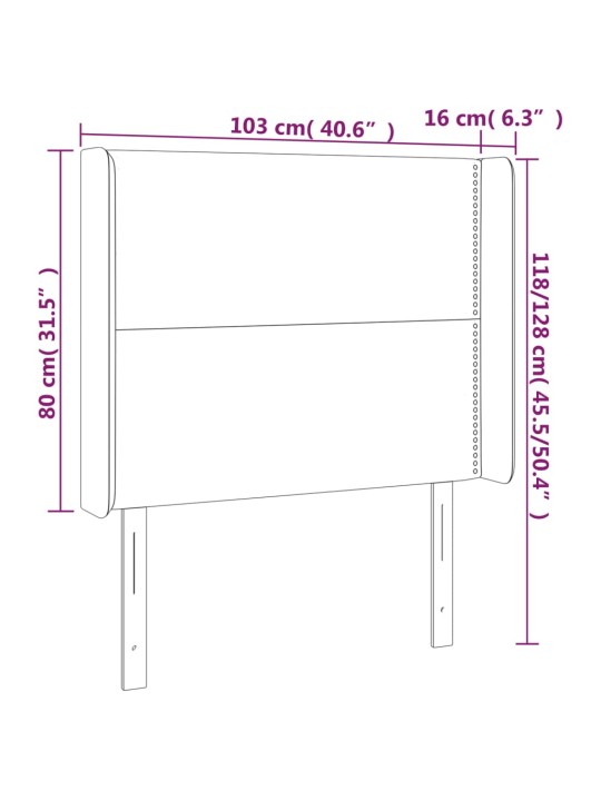 Galvūgalis su LED, baltos spalvos, 103x16x118/128 cm