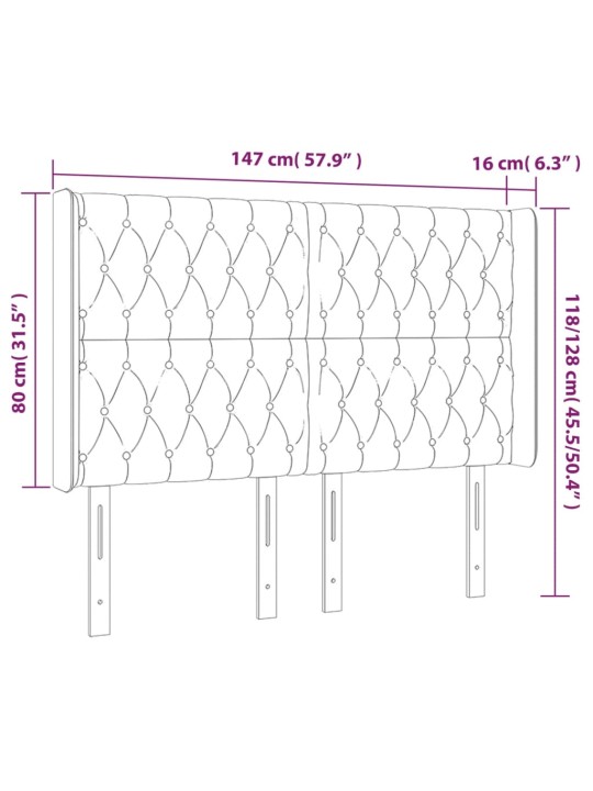 Galvūgalis su LED, žalios spalvos, 147x16x118/128cm, audinys