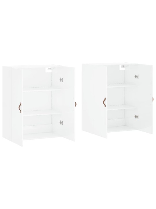 Prie sienos montuojamos spintelės, 2vnt., baltos, 69,5x34x90cm