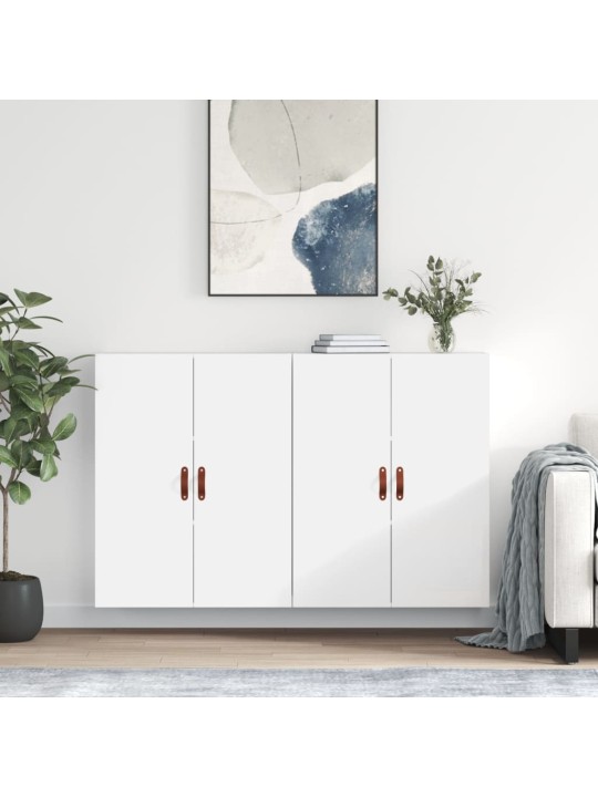 Prie sienos montuojamos spintelės, 2vnt., baltos, 69,5x34x90cm