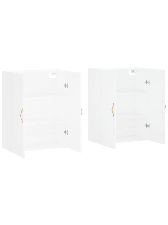 Prie sienos montuojamos spintelės, 2vnt., baltos, 69,5x34x90cm