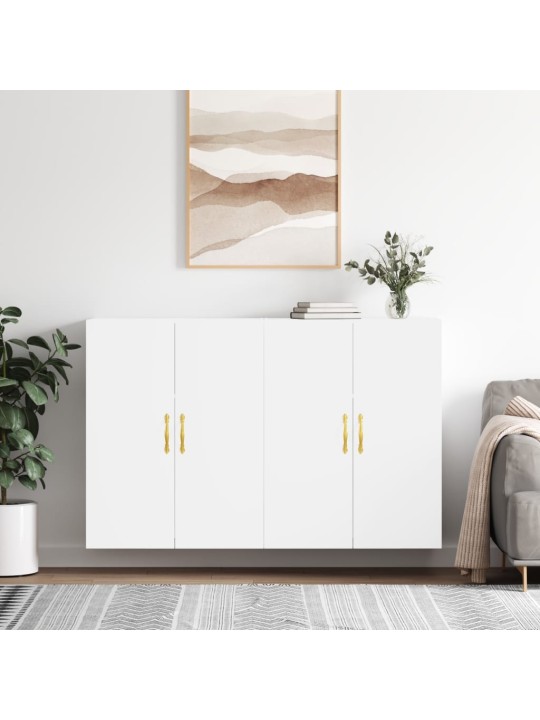 Prie sienos montuojamos spintelės, 2vnt., baltos, 69,5x34x90cm