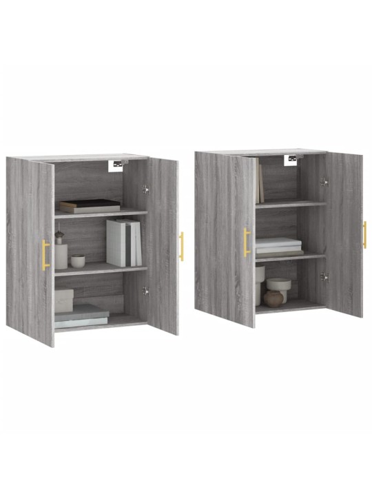 Prie sienos montuojamos spintelės, 2vnt., pilkos, 69,5x34x90cm