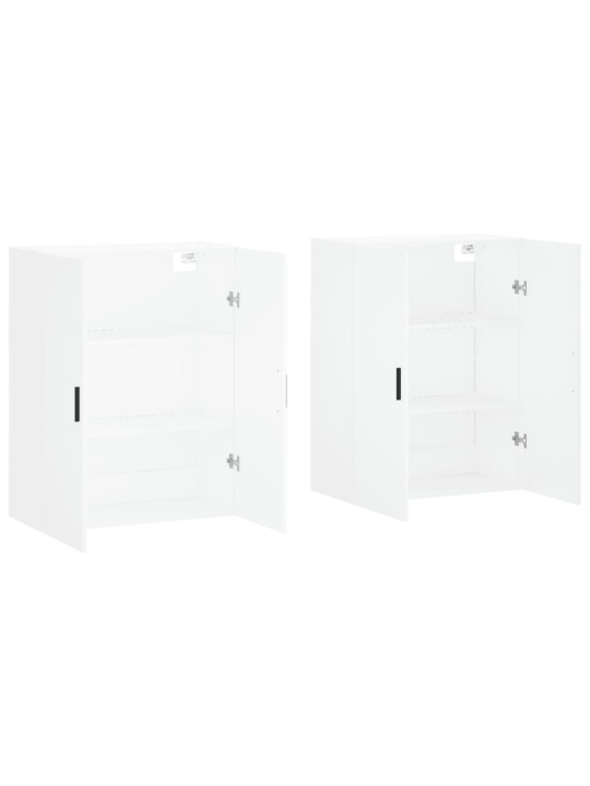 Prie sienos montuojamos spintelės, 2vnt., baltos, 69,5x34x90cm