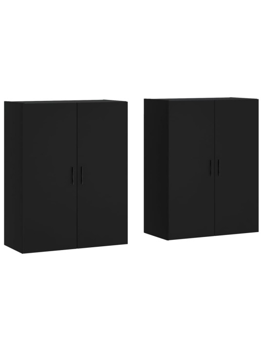 Prie sienos montuojamos spintelės, 2vnt., juodos, 69,5x34x90cm
