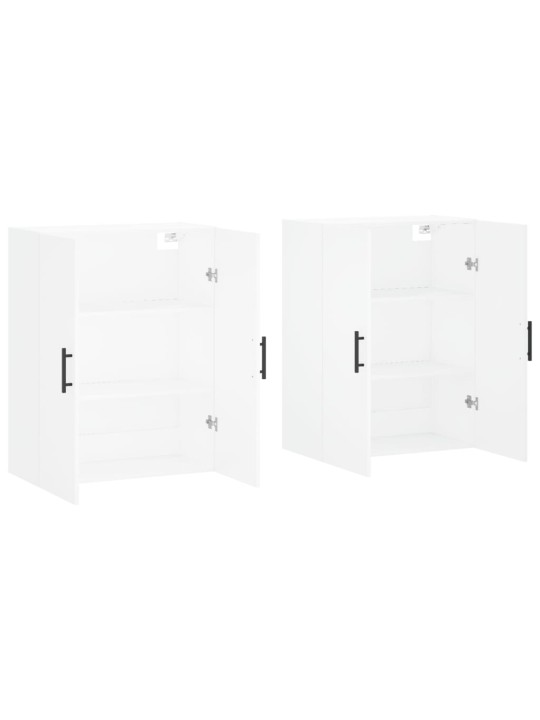Prie sienos montuojamos spintelės, 2vnt., baltos, 69,5x34x90cm
