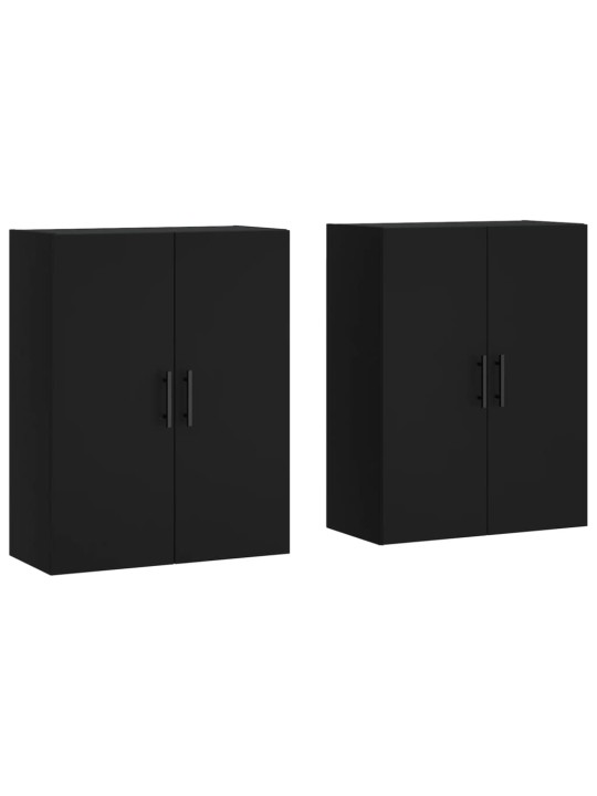 Prie sienos montuojamos spintelės, 2vnt., juodos, 69,5x34x90cm