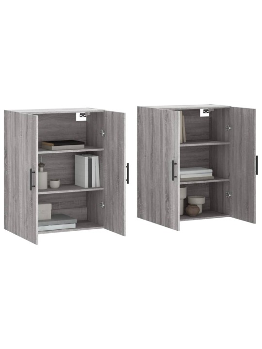 Prie sienos montuojamos spintelės, 2vnt., pilkos, 69,5x34x90cm