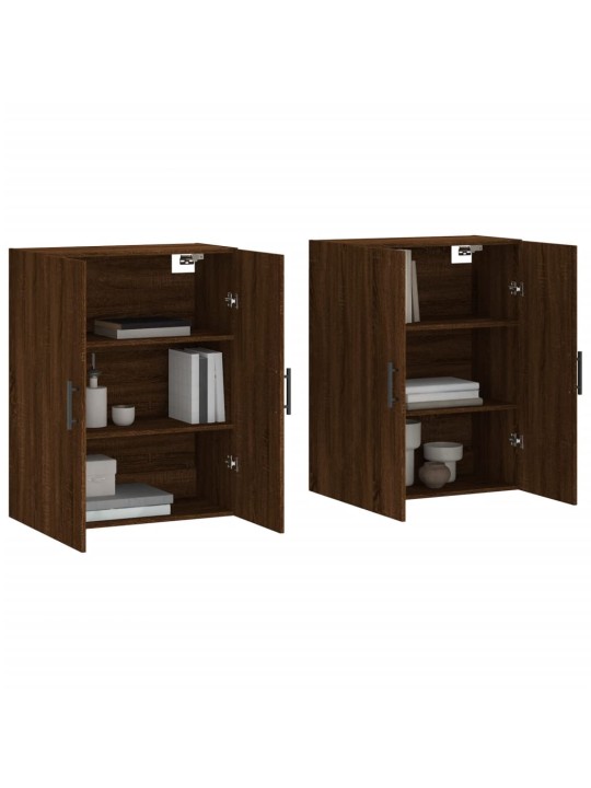 Prie sienos montuojamos spintelės, 2vnt., rudos, 69,5x34x90cm