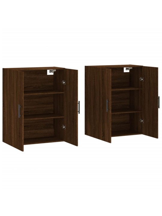 Prie sienos montuojamos spintelės, 2vnt., rudos, 69,5x34x90cm