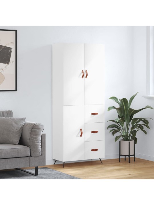 Komoda, baltos spalvos, 69,5x34x180cm, apdirbta mediena, blizgi