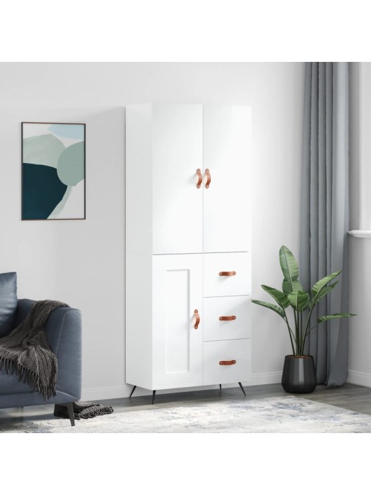 Komoda, baltos spalvos, 69,5x34x180cm, apdirbta mediena, blizgi
