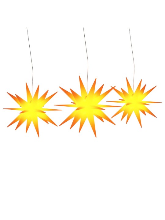 Kalėdiniai šviestuvai su LED, 3vnt., geltoni, sulankstomi