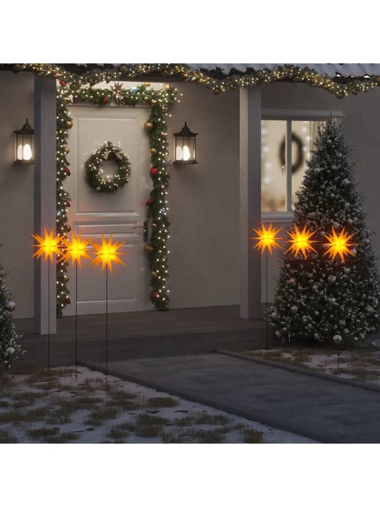 Kalėdiniai šviestuvai su smaigais/LED, 3vnt., geltoni, 35cm