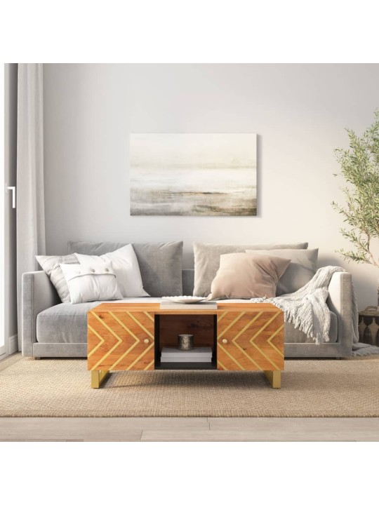 Kavos staliukas, rudas ir juodas, 100x54x40cm, mango masyvas