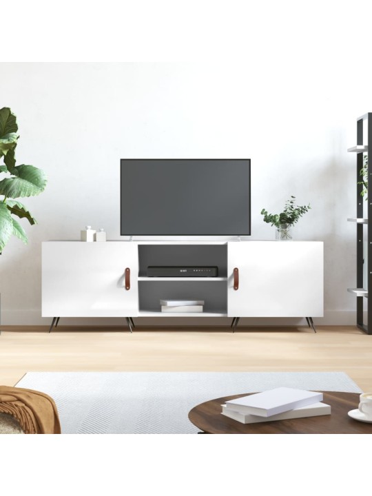 Televizoriaus spintelė, balta, 150x30x50cm, mediena, blizgi