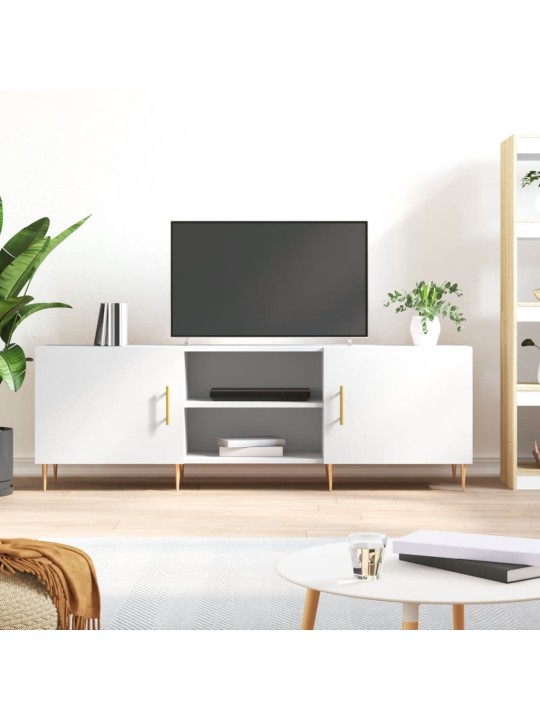 Televizoriaus spintelė, balta, 150x30x50cm, apdirbta mediena