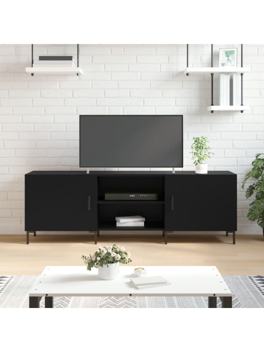 Televizoriaus spintelė, juoda, 150x30x50cm, apdirbta mediena