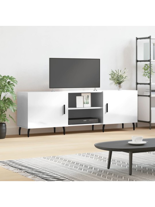 Televizoriaus spintelė, balta, 150x30x50cm, mediena, blizgi