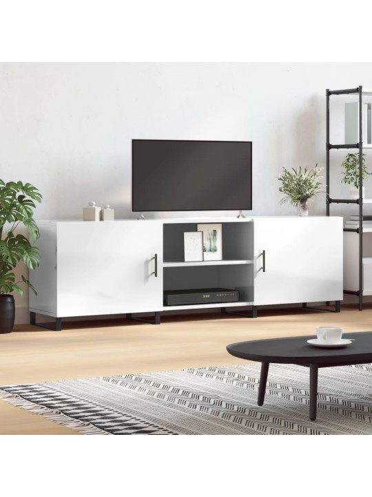 Televizoriaus spintelė, balta, 150x30x50cm, mediena, blizgi