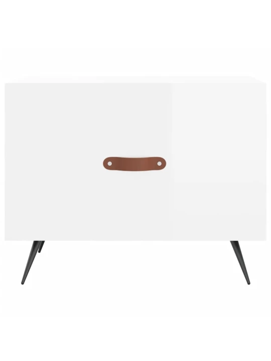 Kavos staliukai, 2vnt., balti, 50x50x40cm, mediena, blizgūs