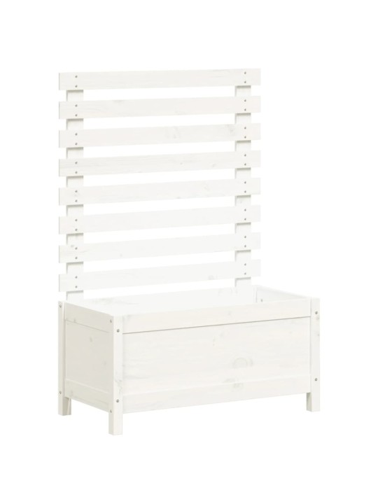 Sodo lovelis su stovu, baltas, 79x39,5x114cm, pušies masyvas