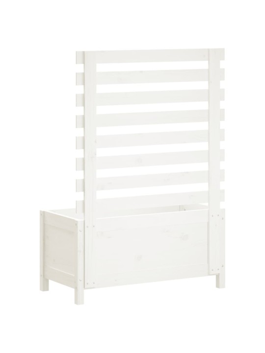 Sodo lovelis su stovu, baltas, 79x39,5x114cm, pušies masyvas
