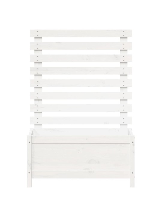 Sodo lovelis su stovu, baltas, 79x39,5x114cm, pušies masyvas