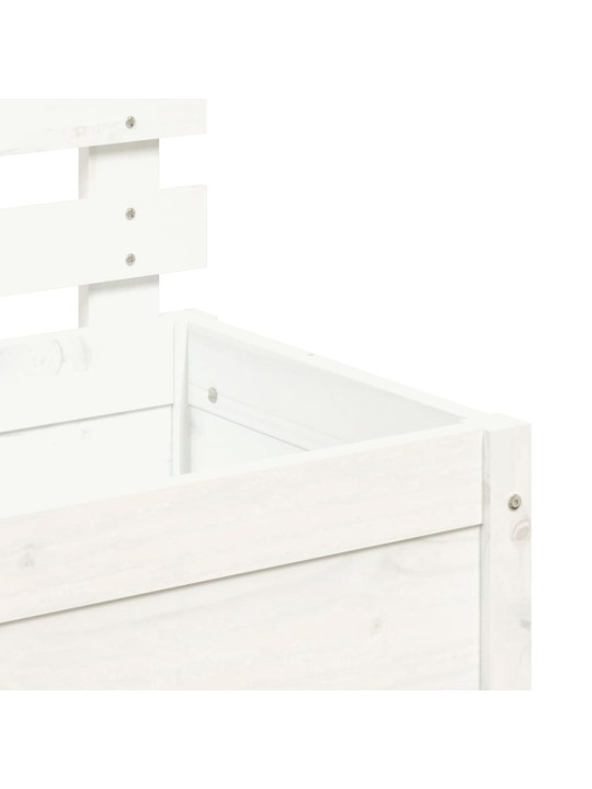 Sodo lovelis su stovu, baltas, 79x39,5x114cm, pušies masyvas