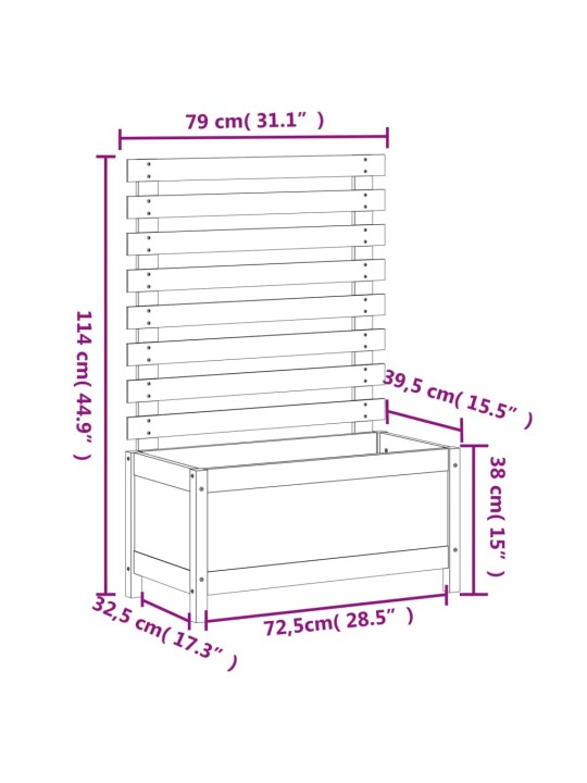 Sodo lovelis su stovu, baltas, 79x39,5x114cm, pušies masyvas