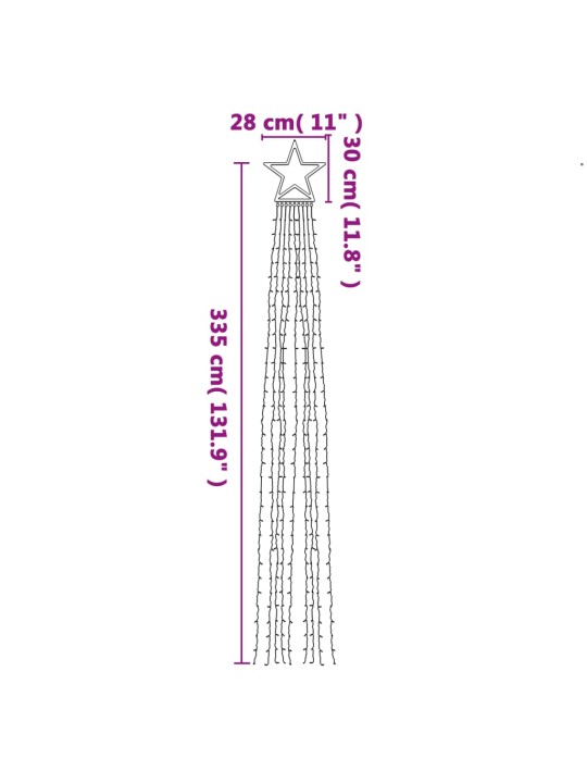 Kalėdų eglutės girlianda, spalvota, 375cm, 320 LED lempučių