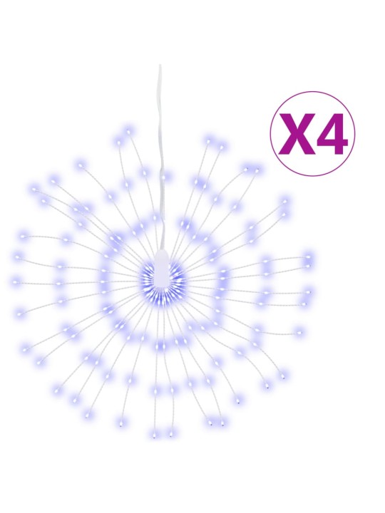 Kalėdiniai šviestuvai fejerverkai, 4vnt., 140 mėlynų LED, 17cm