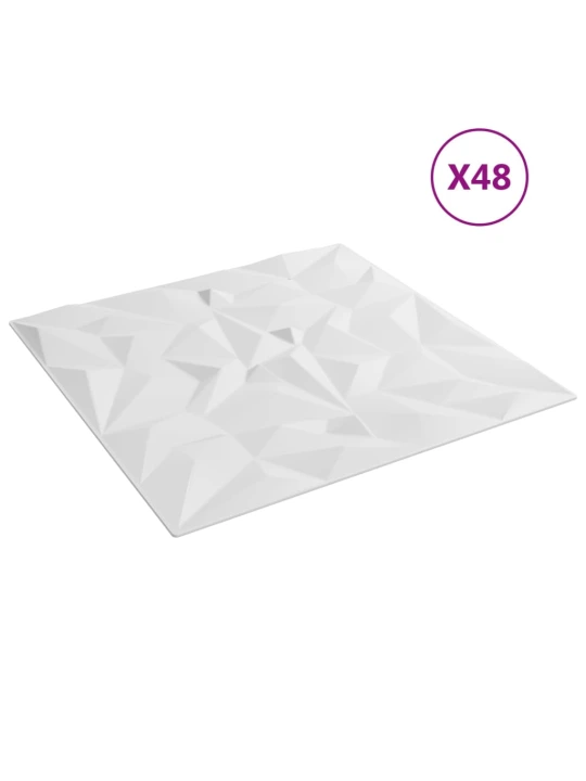 Sienų plokštės, 48vnt., baltos, 50x50cm, EPS, 12m²