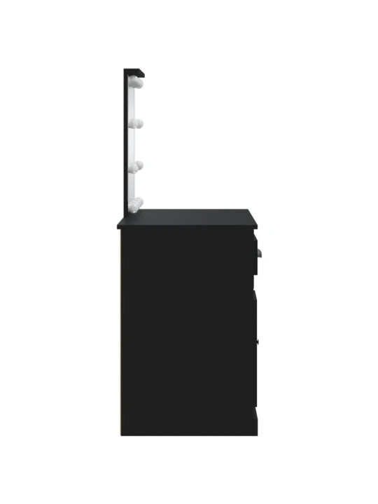 Kosmetinis staliukas su LED lemputėmis, juodas, 90x42x132,5cm