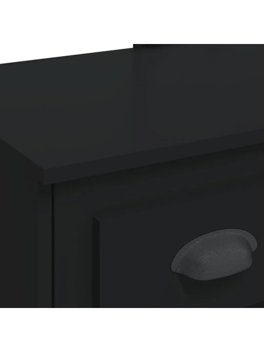 Kosmetinis staliukas su LED lemputėmis, juodas, 90x42x132,5cm