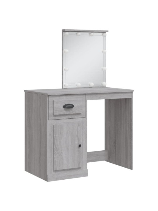 Kosmetinis staliukas su LED lemputėmis, pilkas, 90x42x132,5cm