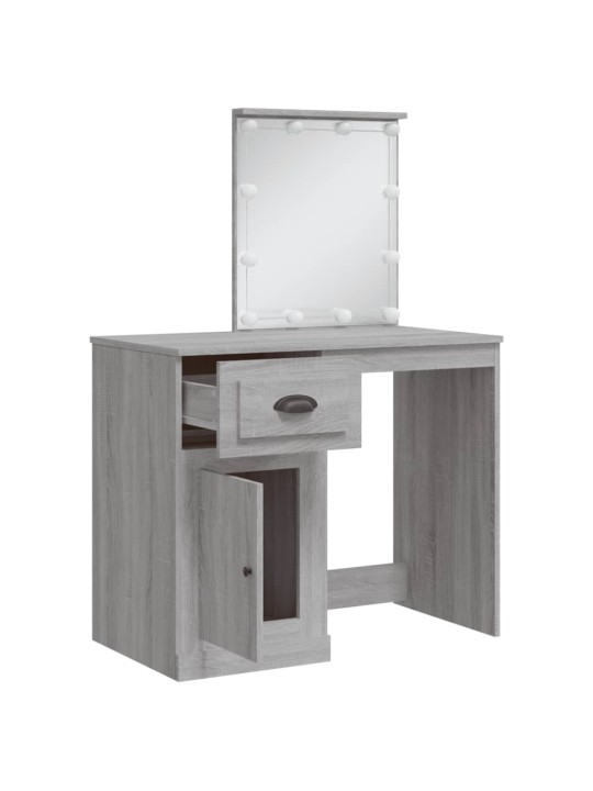 Kosmetinis staliukas su LED lemputėmis, pilkas, 90x42x132,5cm