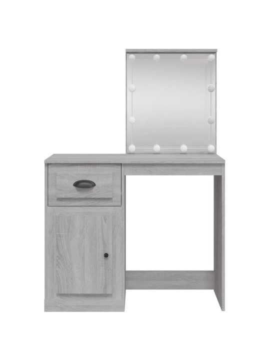 Kosmetinis staliukas su LED lemputėmis, pilkas, 90x42x132,5cm