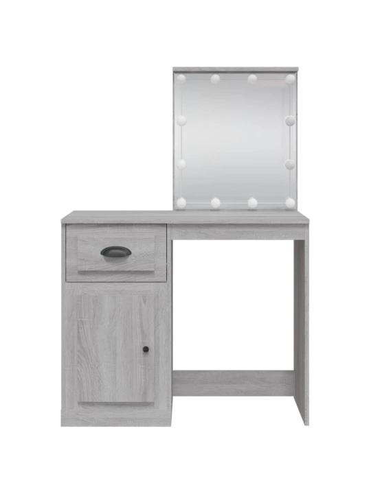 Kosmetinis staliukas su LED lemputėmis, pilkas, 90x42x132,5cm