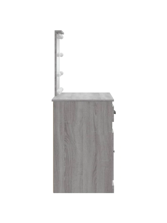 Kosmetinis staliukas su LED lemputėmis, pilkas, 90x42x132,5cm
