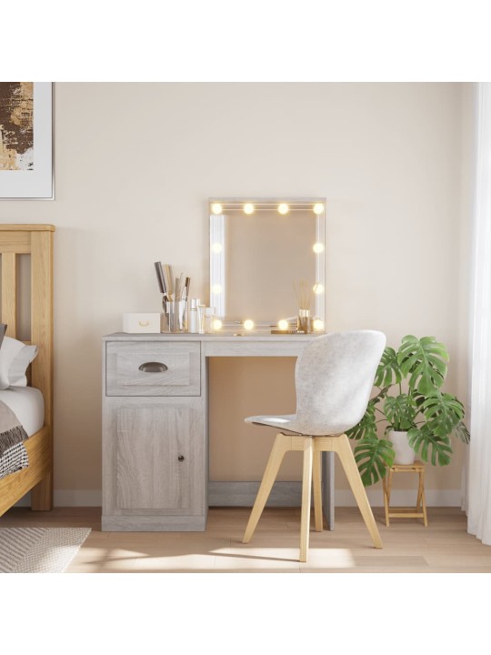 Kosmetinis staliukas su LED lemputėmis, pilkas, 90x42x132,5cm